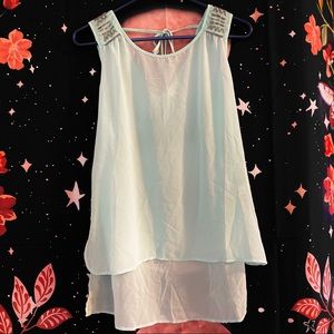 Mint Hi-lo Beaded Tank Top